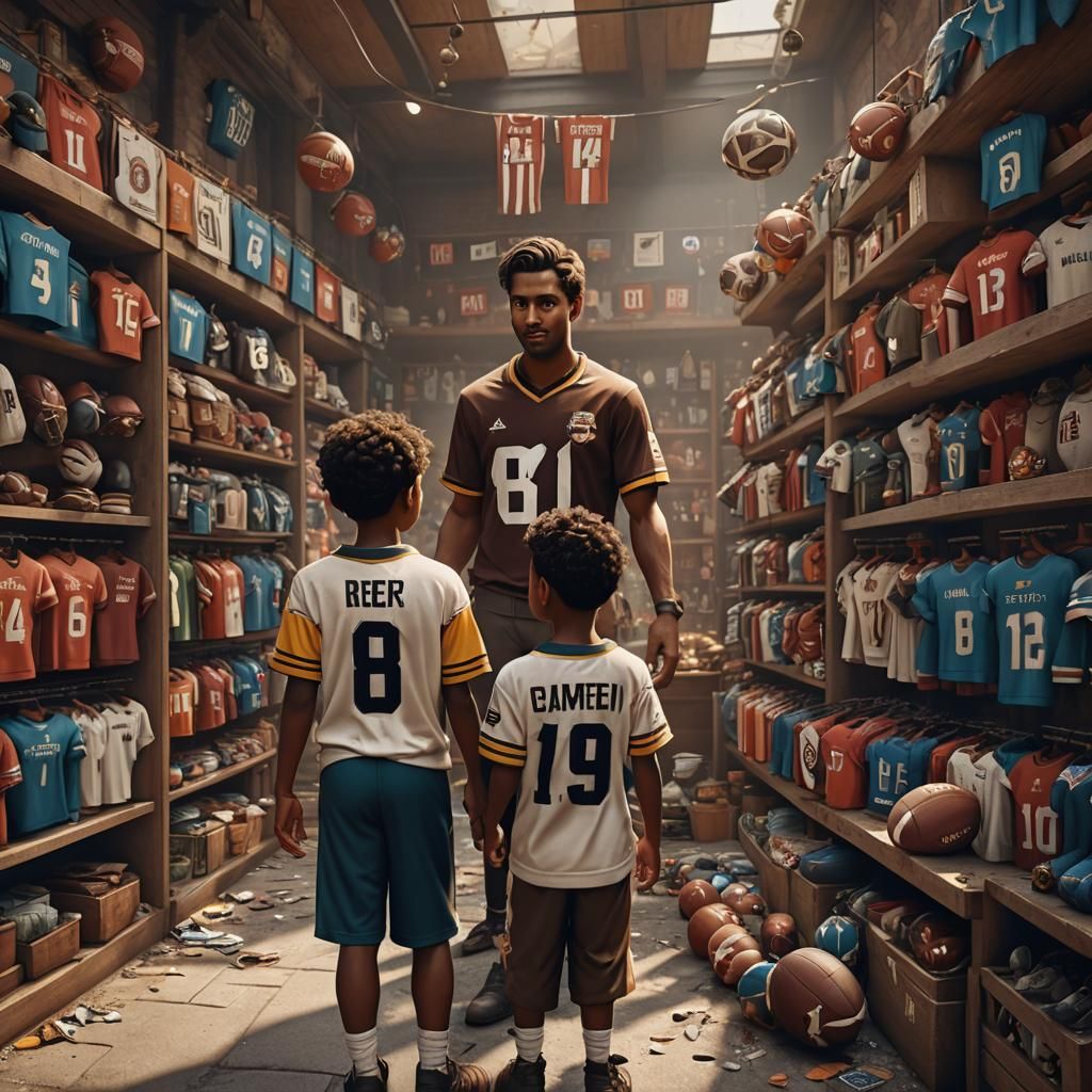 Father and Son Buy Football Jersey: Fantasy Concept Art