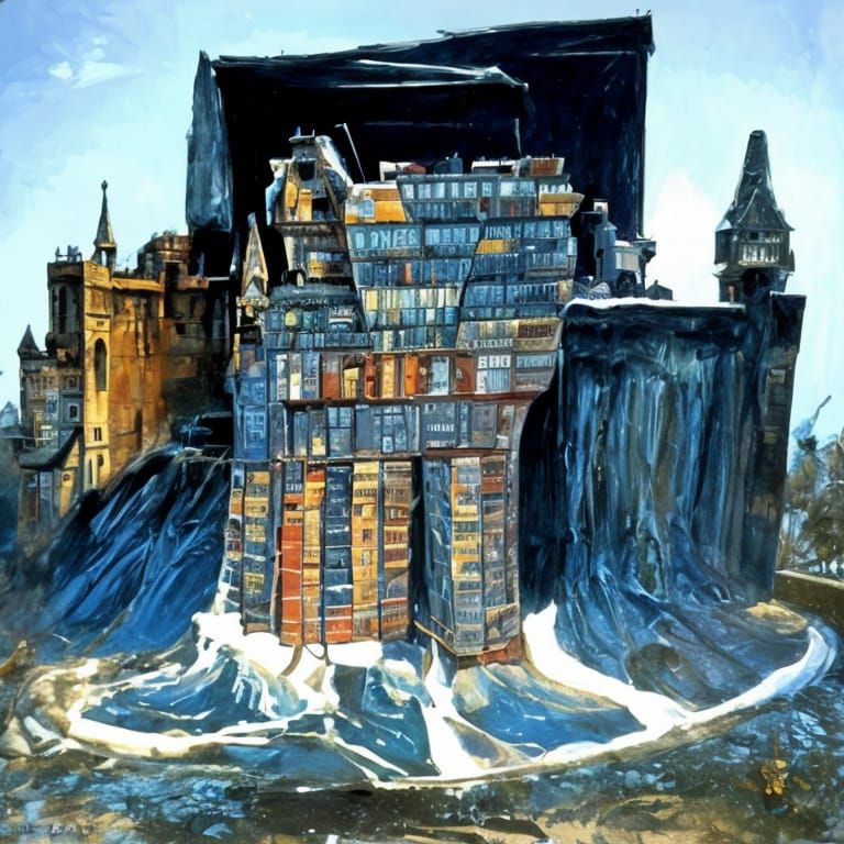 Literary Castle in Oil Painting Style