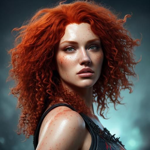 Hyperrealistic Redhead Portrait in Splash Art Style