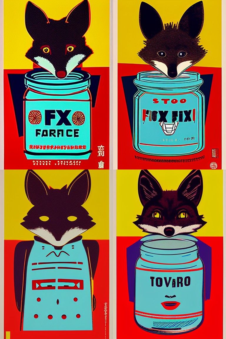 Fox Face in Pop Art Animation Style