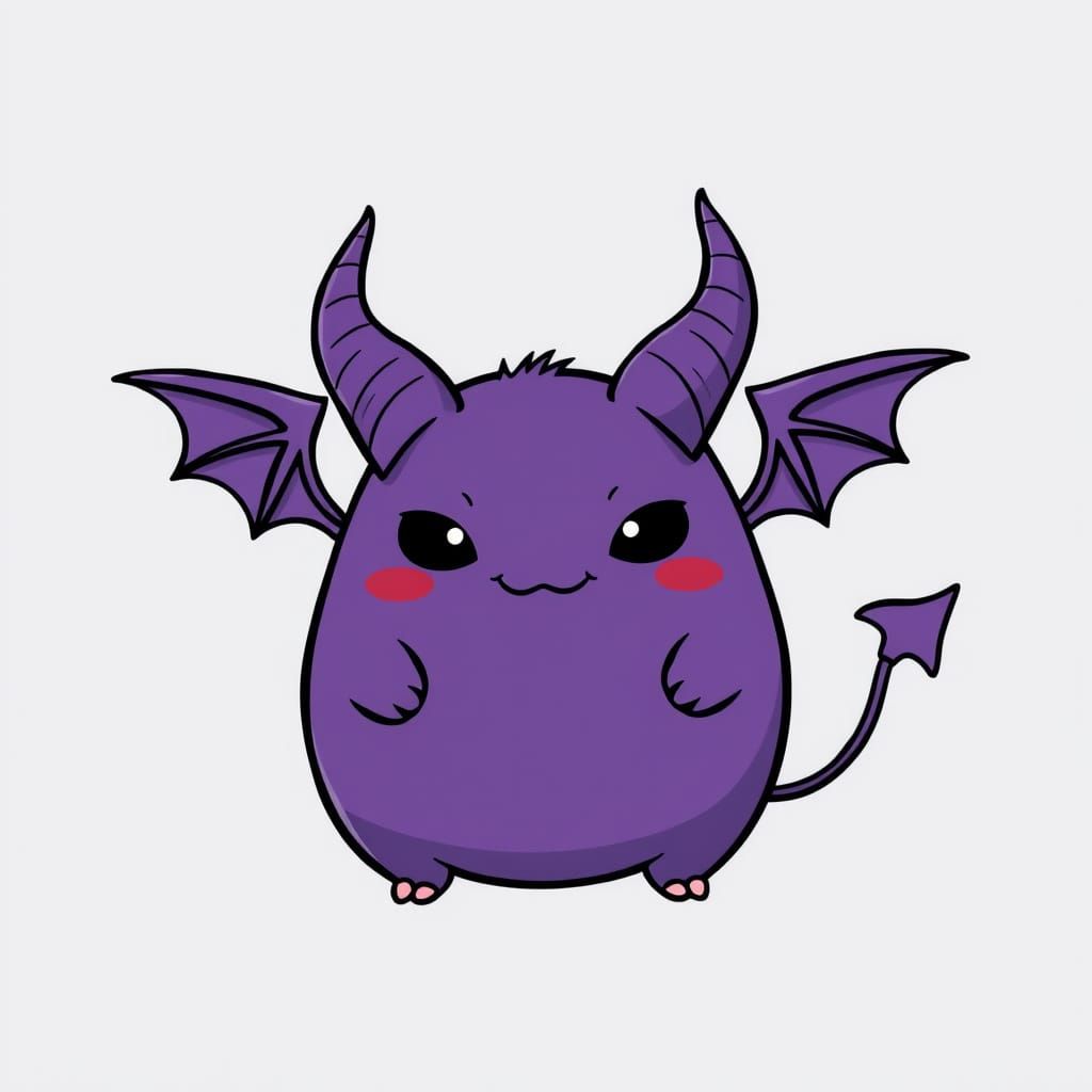 Kawaii Demon Logo in Dark Pokémon Style