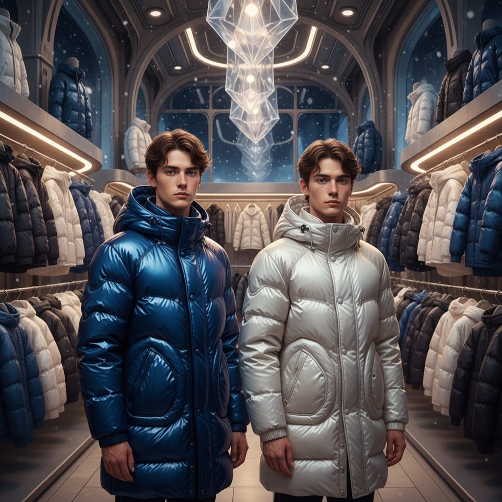 Men in Winter Coats in a Cozy Store
