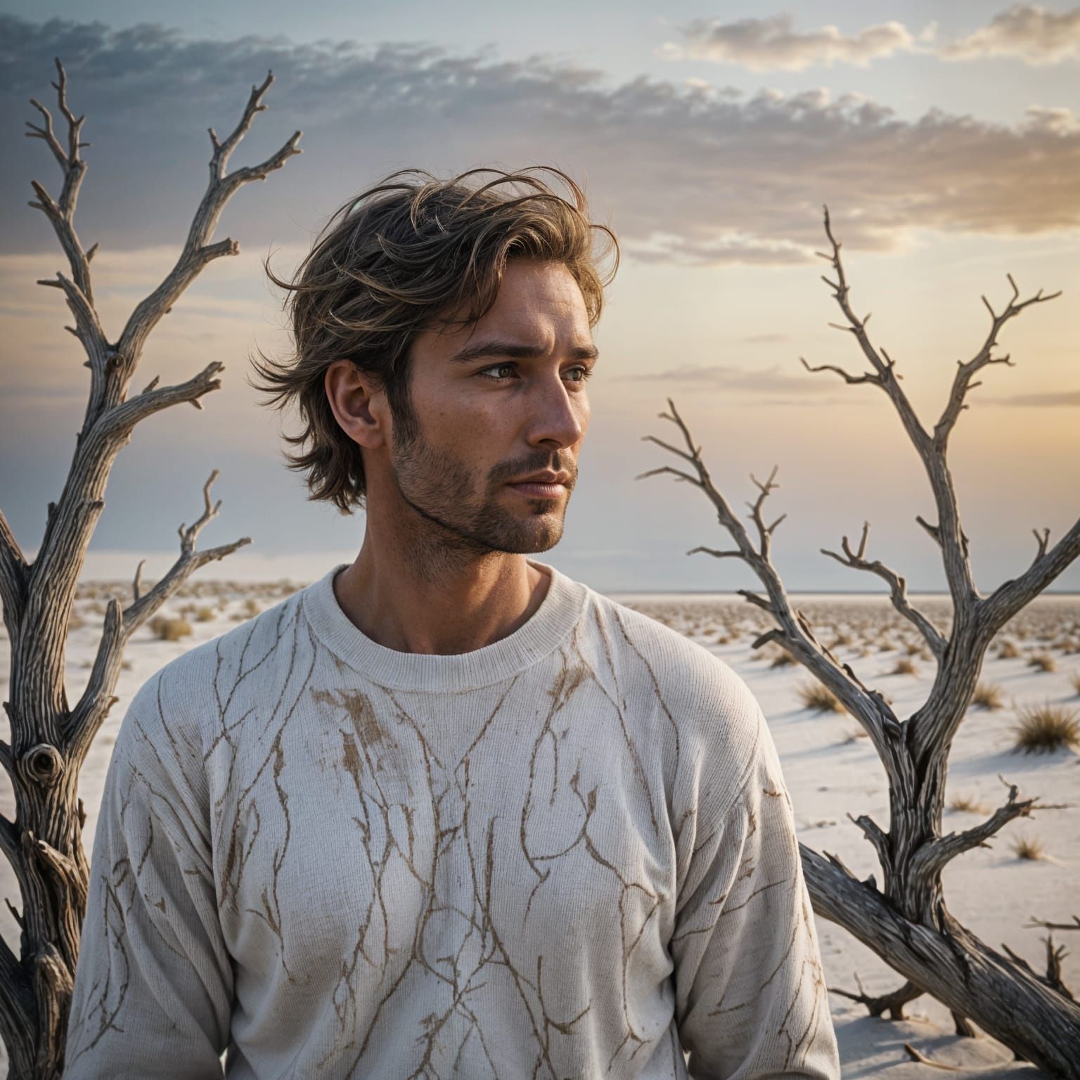 Ethereal Close-Up Portrait of a Man in Oil Painting Style