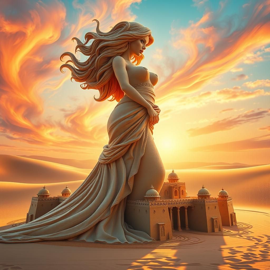 Majestic Sand Woman in Sahara Desert