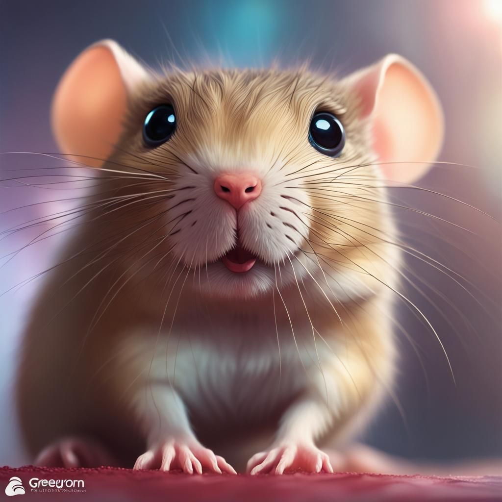 Adorable Baby Gerbil Portrait in Hyperdetailed Style