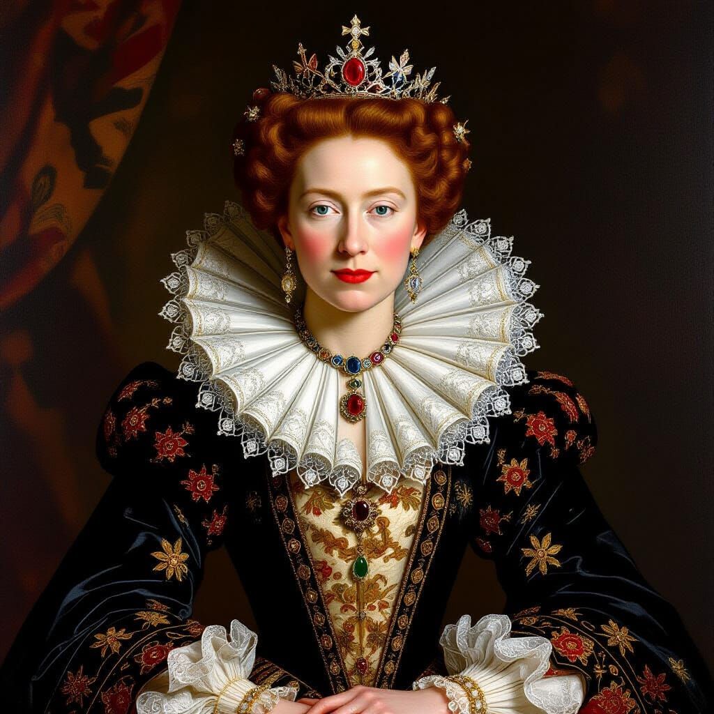 Regal Portrait of Queen Elizabeth I in Old Masters Style