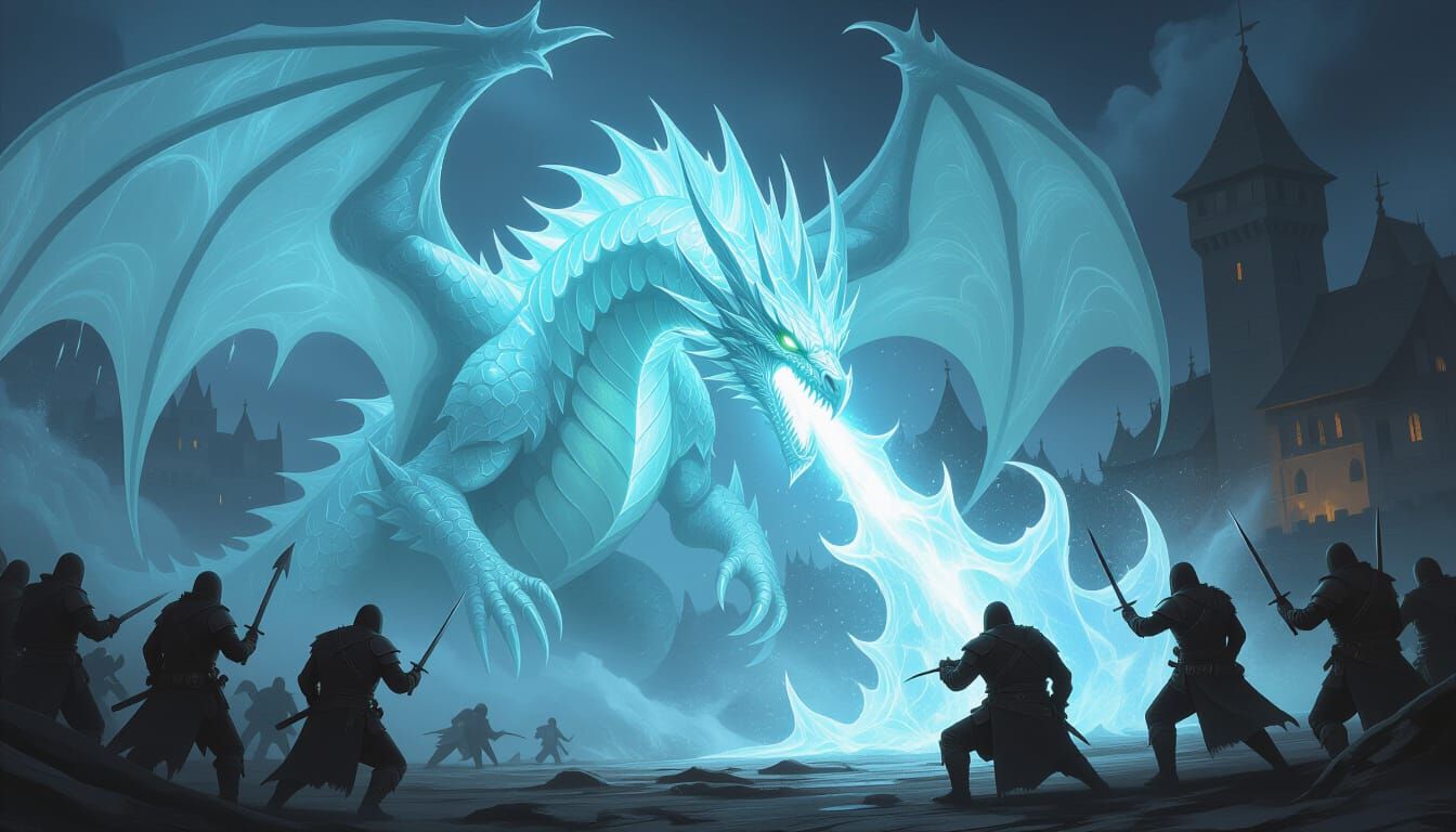 Ethereal Ghost Dragon Towers Over Bandits