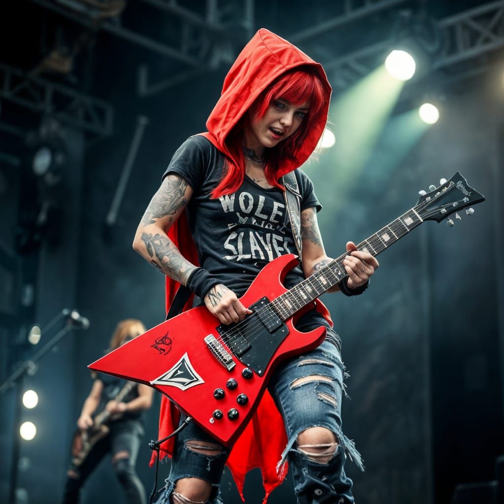 Punk Rock Little Red Riding Hood Guitarist