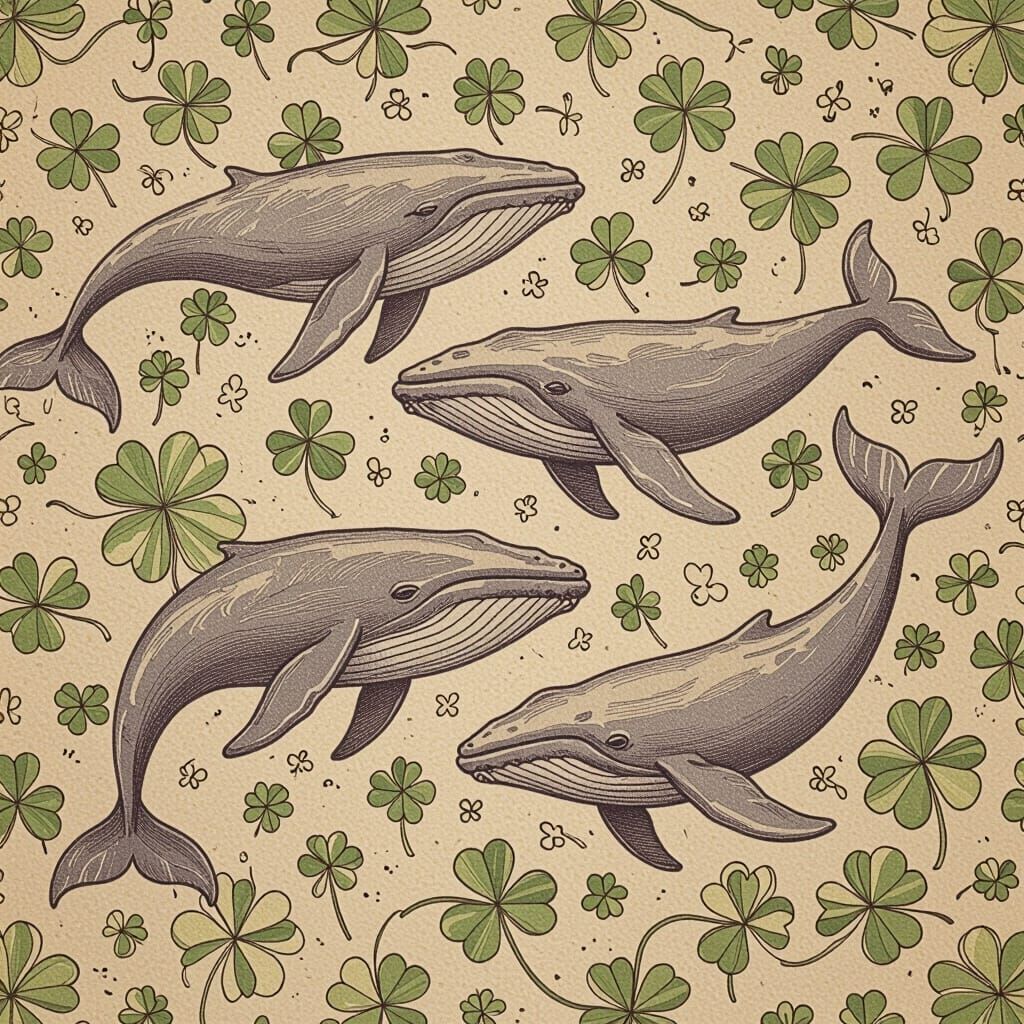 Whales in Clover: A Fine Point Sketch in Comic Style