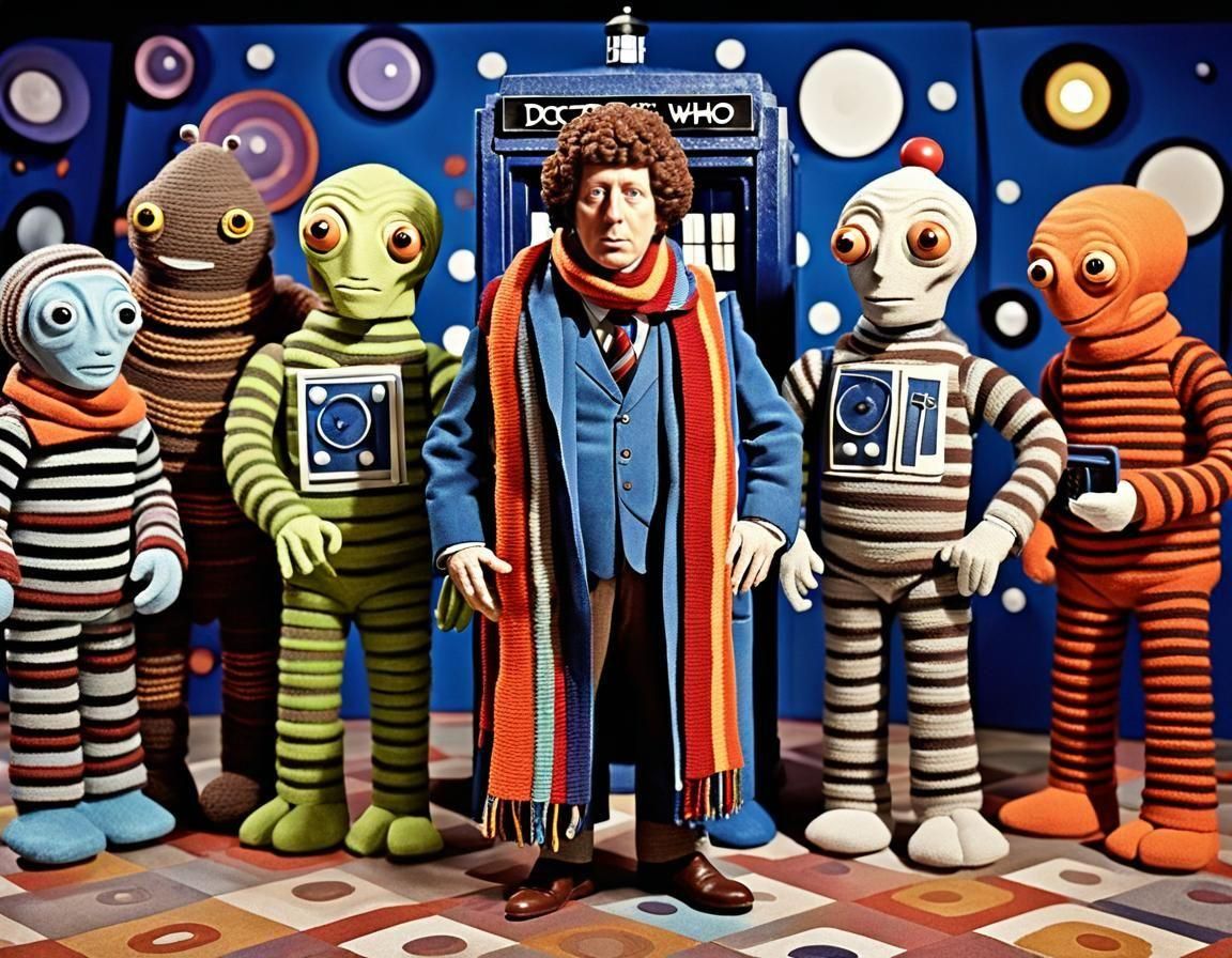 Alternate Universe 1977 Doctor Who episode "Cringe of the Nylons" Set Photo