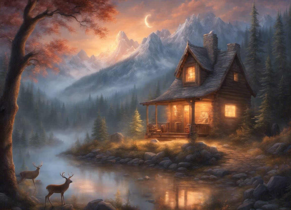 Beautiful misty mountain landscape.