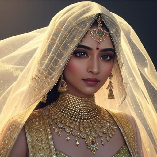 Mystical Indian Dancer in Traditional Oil Painting Style