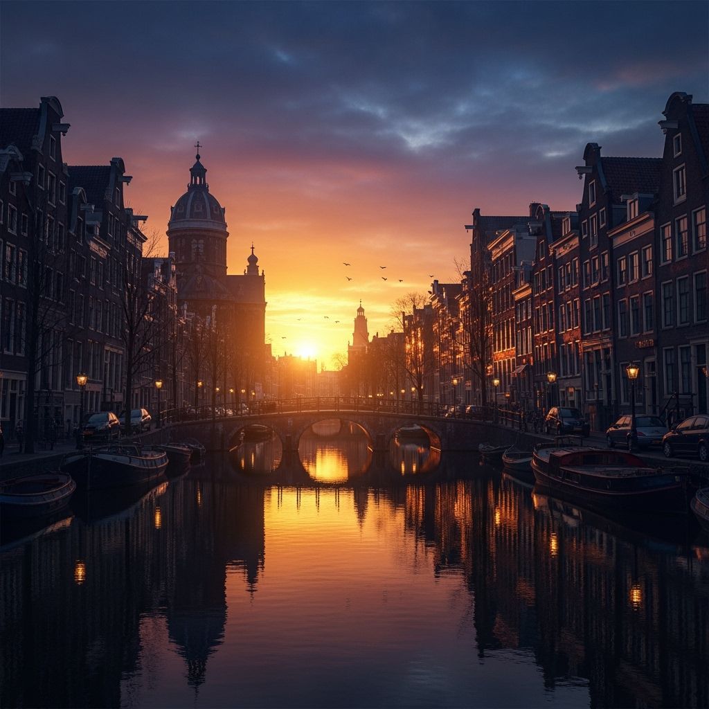 Golden Dawn Over Amsterdam Canals