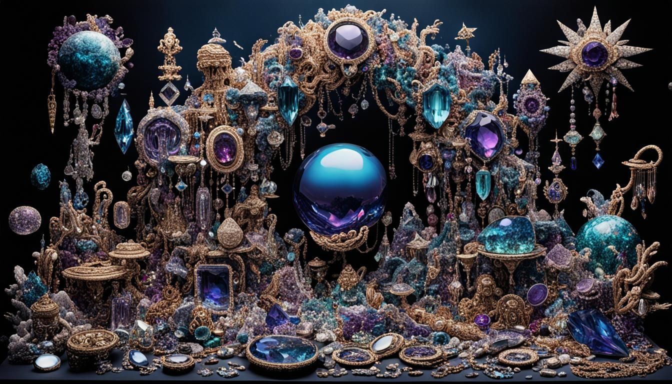 Surreal Fantasy Album Cover Art with Jewels
