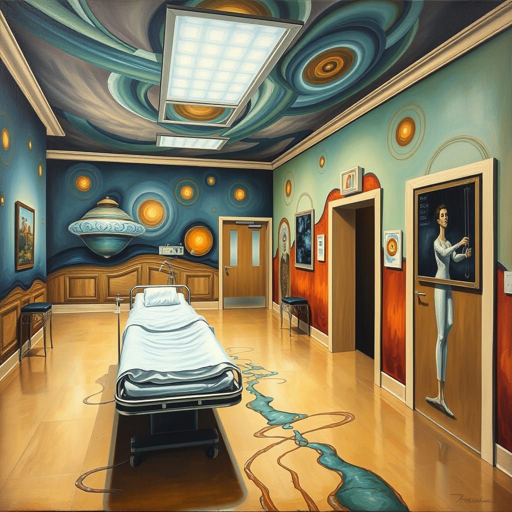 Surreal Emergency Room Lobby as Dali Painting