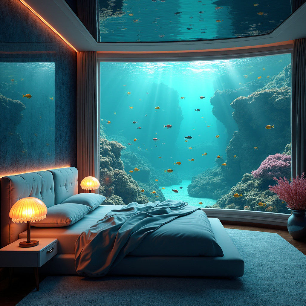 Underwater Bedroom with Coral Reef View