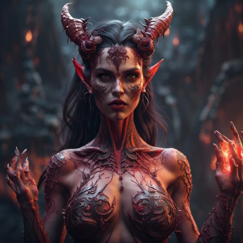 Detailed Demon Girl Matte Painting