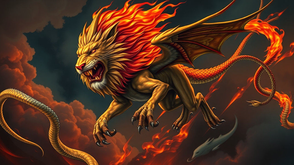 Majestic Chimera Soaring in a Dark Gothic Sky