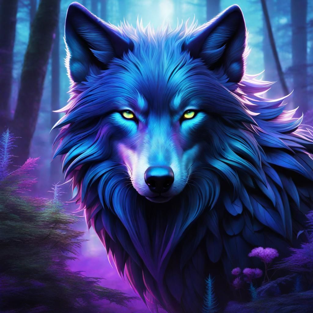 Supernatural Fantasy Wolf in Enchanted Forest