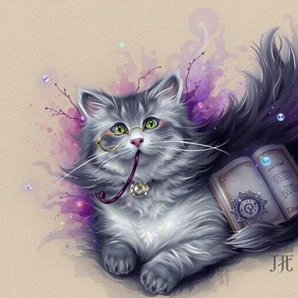 White Cat in British Lord Attire, Dreamlike Setting