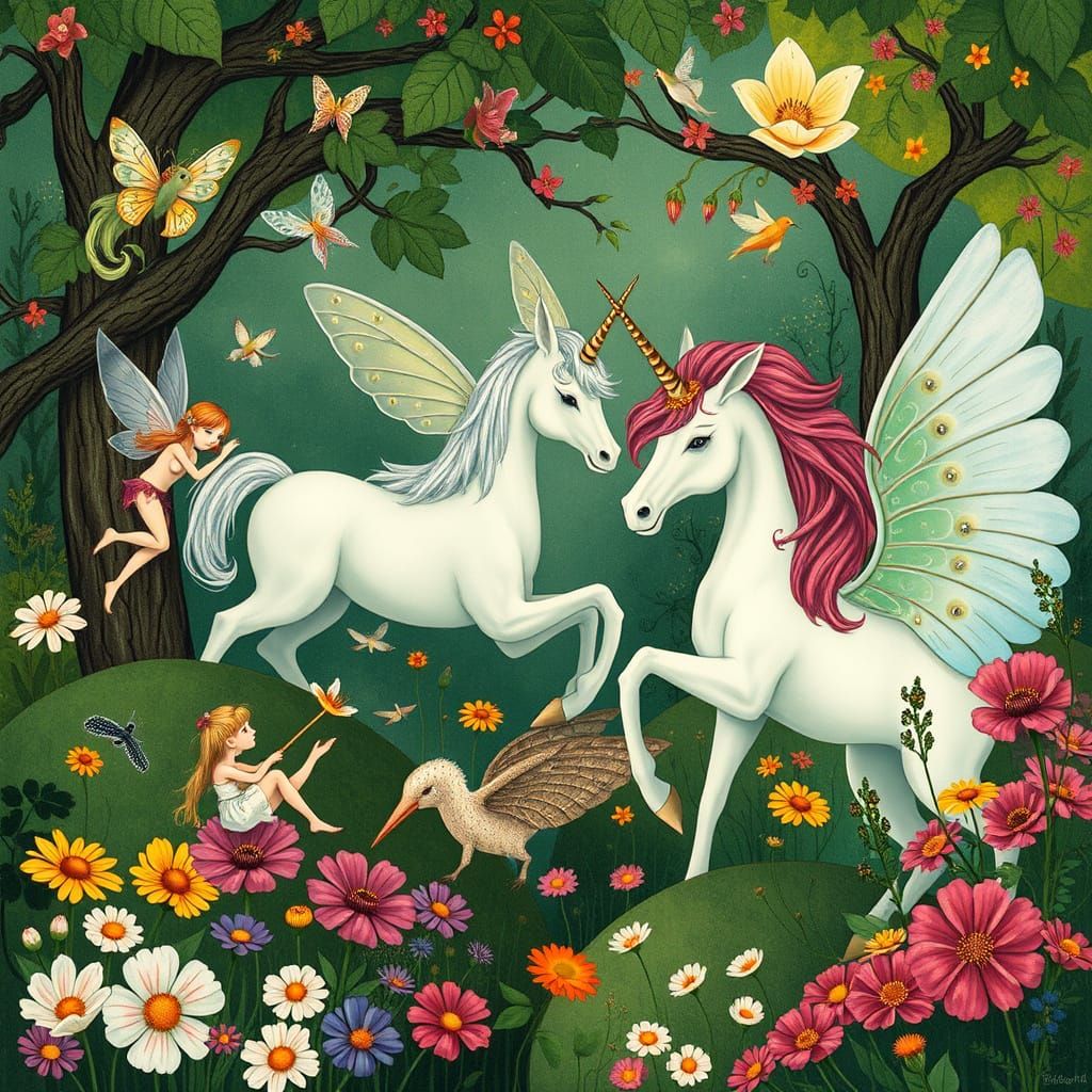 Magical Faerie Realm in Art Nouveau Style