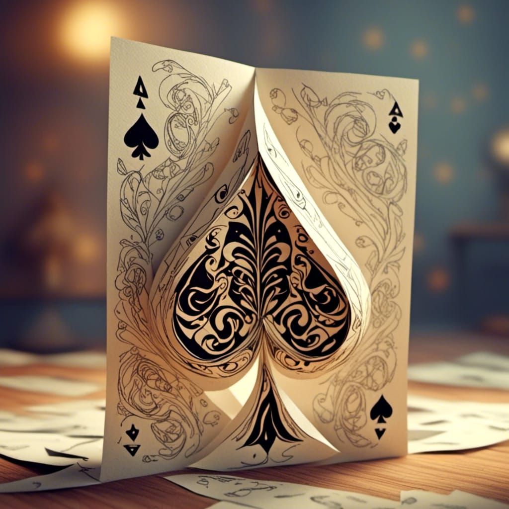 Intricate Papercraft Ace of Spades in Pastel Colors