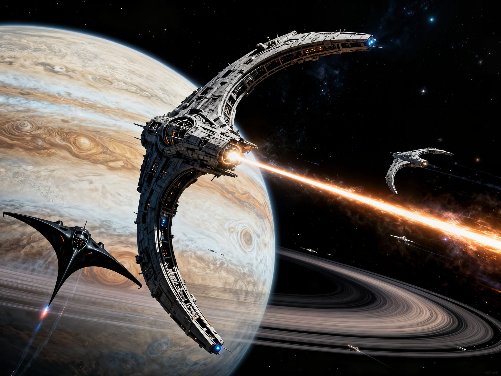 Epic Sci-Fi Space Battle with Biomechanical Ships