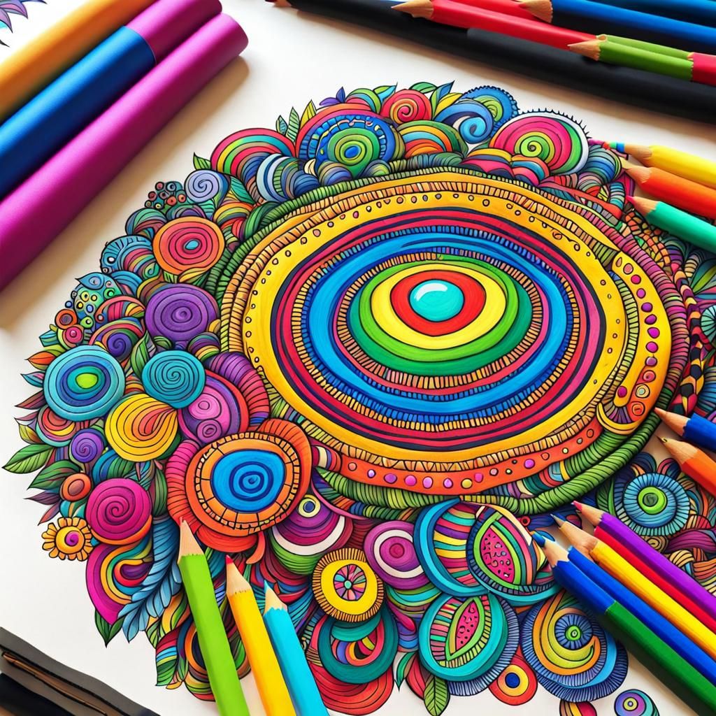Colourful Doodle Art on School Book Page