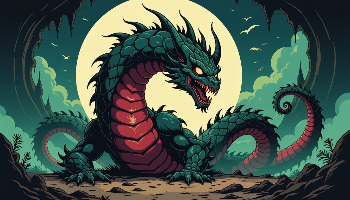 Horror Demon Worm God in Biomechanical Style