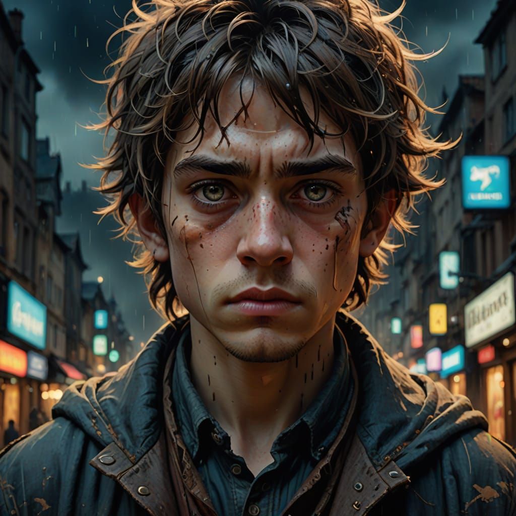 Captive Medieval Youth in a State of Turmoil, Rendered in a ...