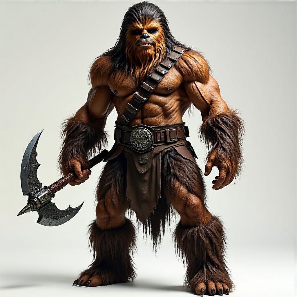 Hulking Furry Barbarian Warrior with Obsidian Blade