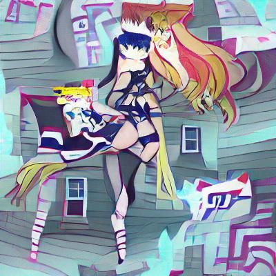 Anime Girls with Contrasting Styles