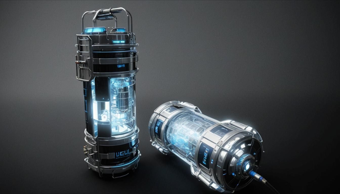 Sleek Futuristic Fuel Cell in Neon Noir Style