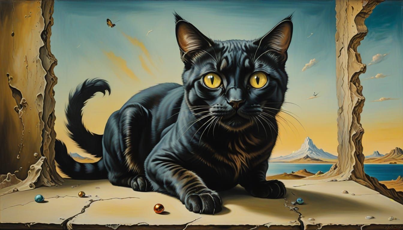 Surreal Curious Cat in Dali Style