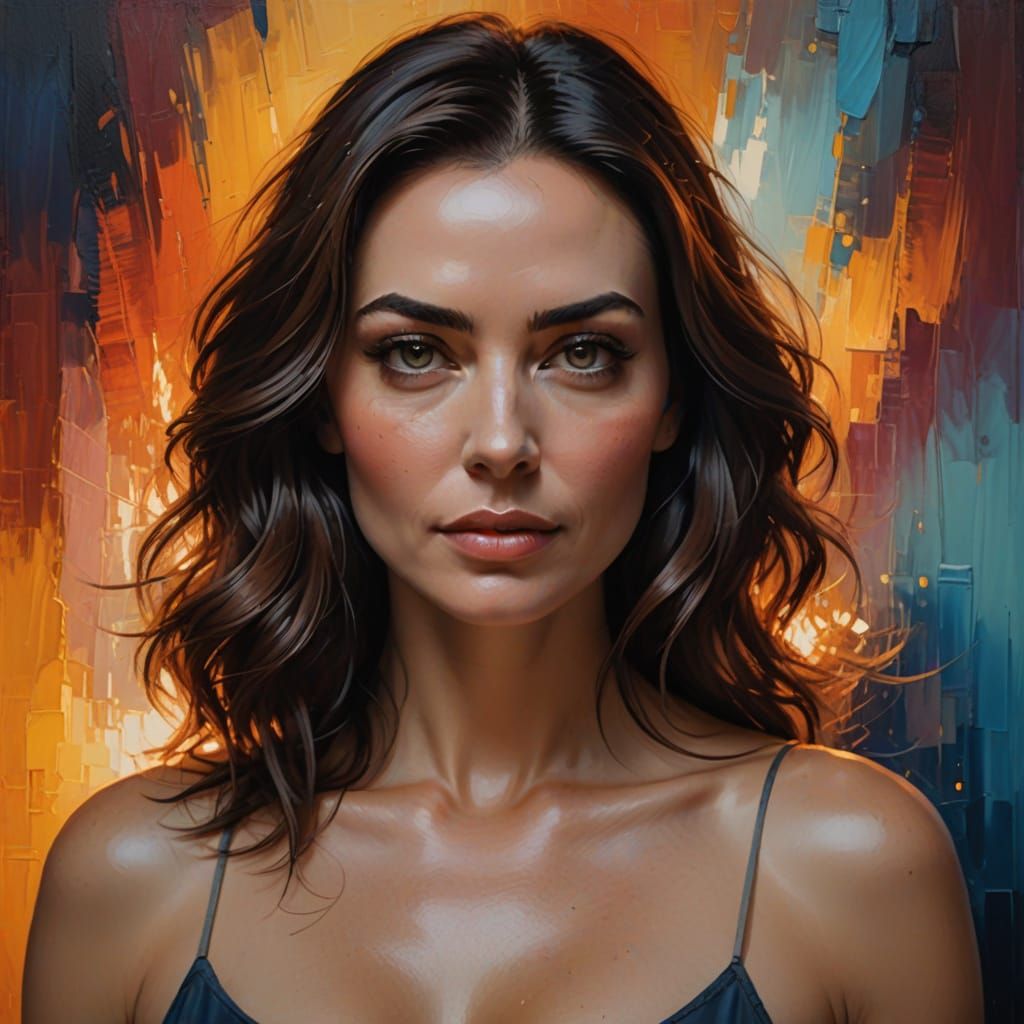 Mature Confident Woman in Vibrant Oil Painting