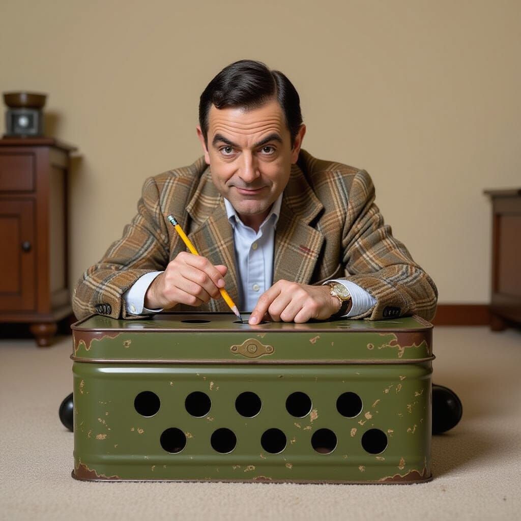 Mr. Bean Pokes a Tin with Pencil