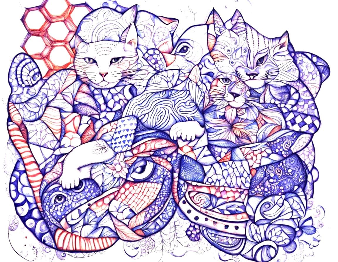 Feline Face Hidden in Textured Pattern