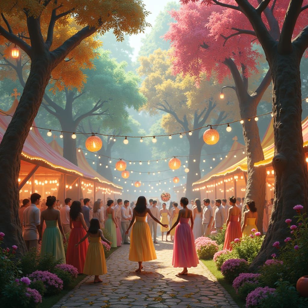 Enchanted Jamboree in Lush Forest, Digital Art