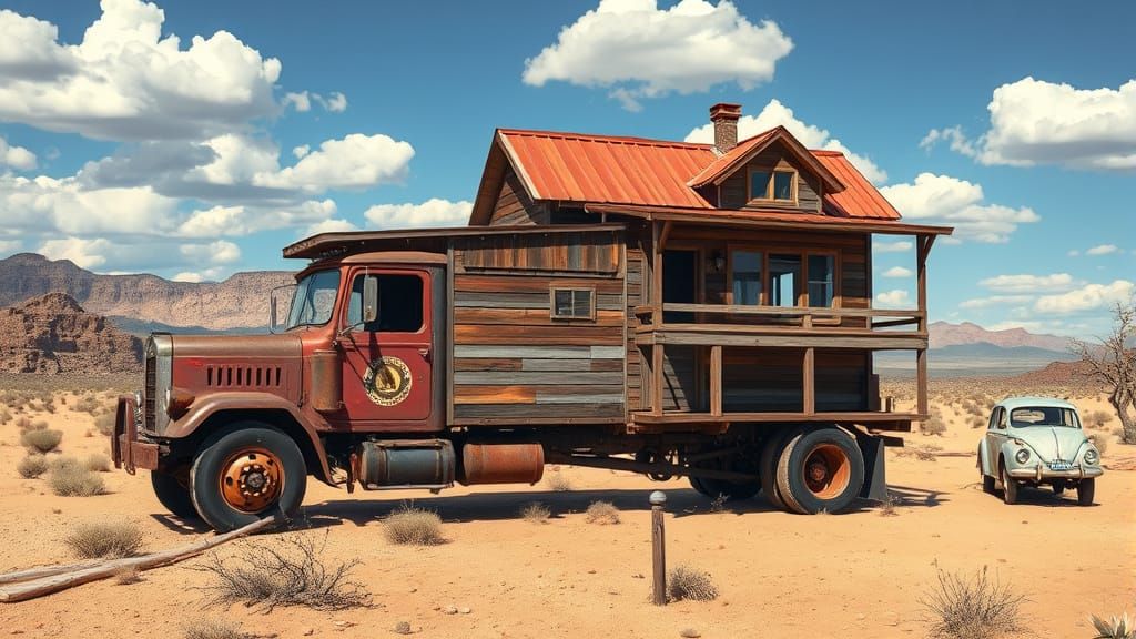 Whimsical Desert House on Antique Truck Chassis