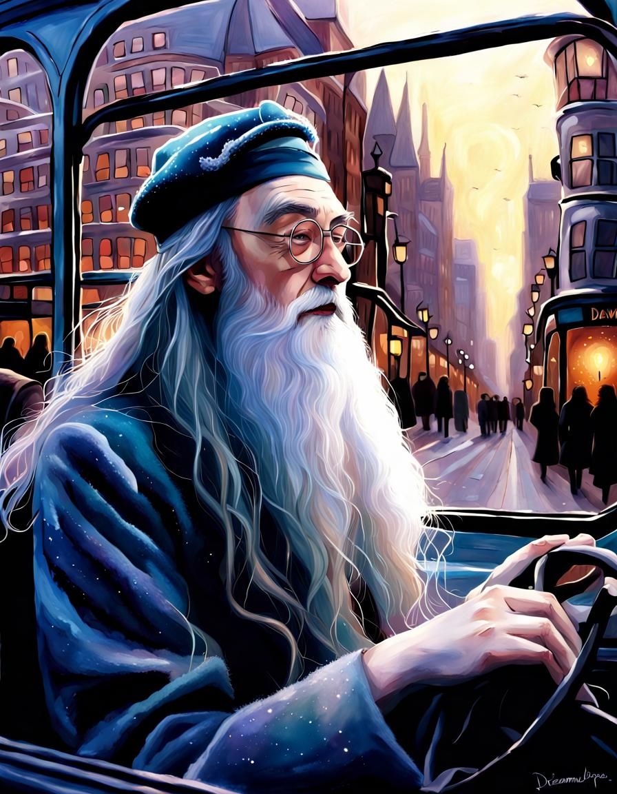 Dumbledore's Dreamy Double-Decker Drive at Dawn