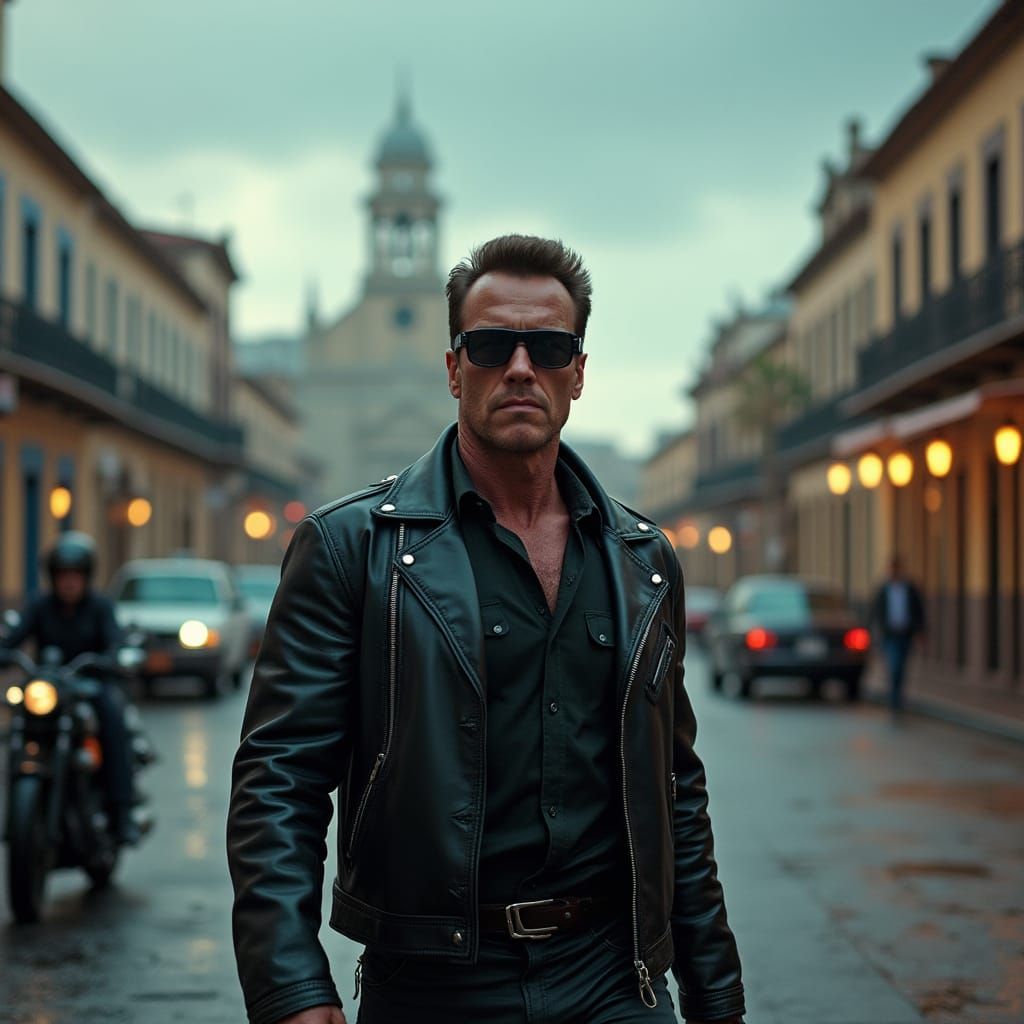 T-800 Terminator in Apocalyptic Cityscape