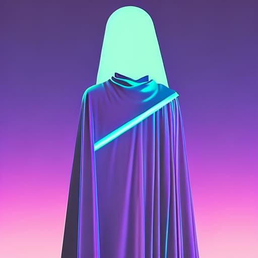 Synthwave Boy with Heterochromia in Dark Cape