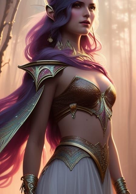 Ethereal Elven Woman Portrait in Digital Art Style