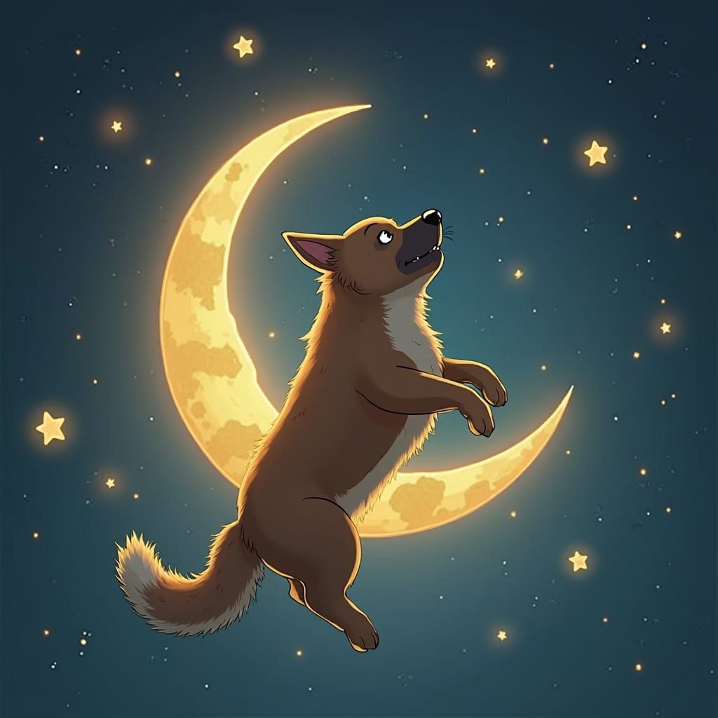 Dog Chasing Stars on the Moon: Ghibli Anime