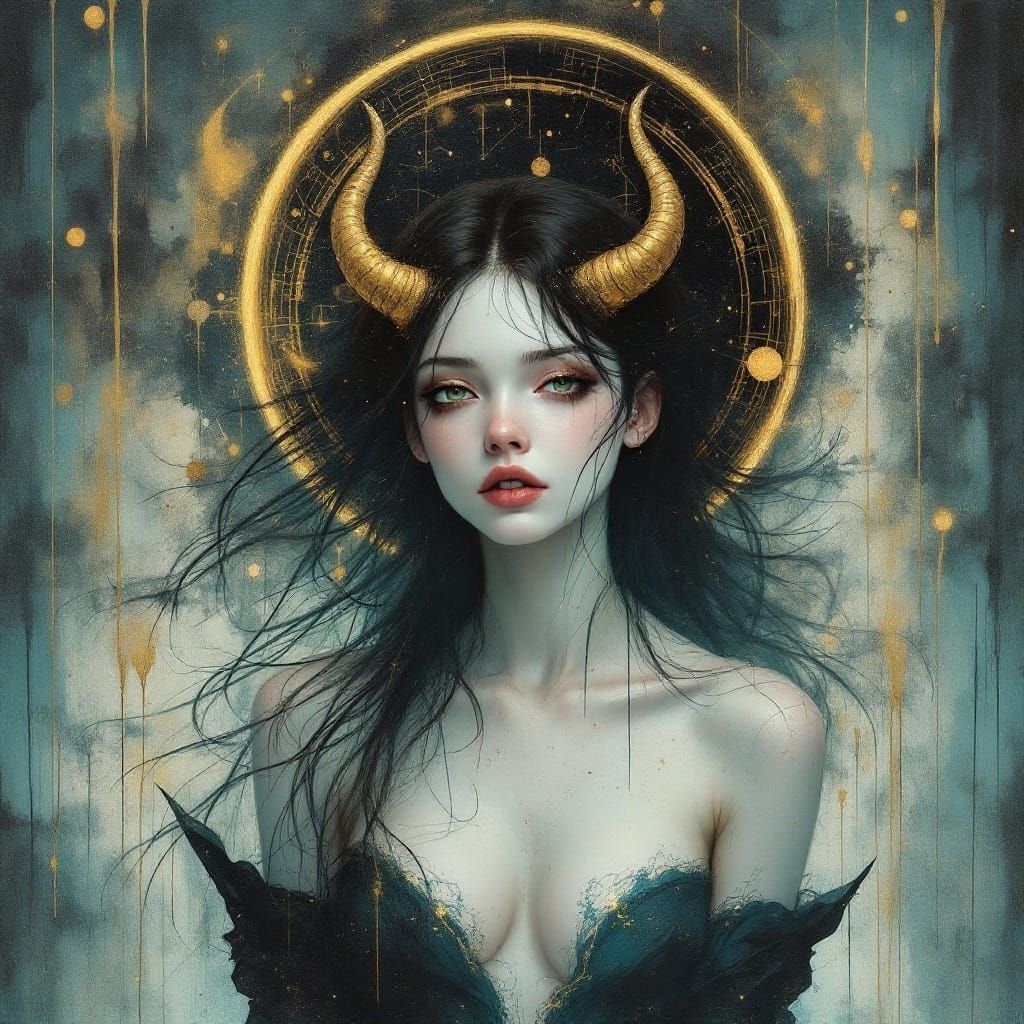 Serene Goddess in Celestial Abstraction