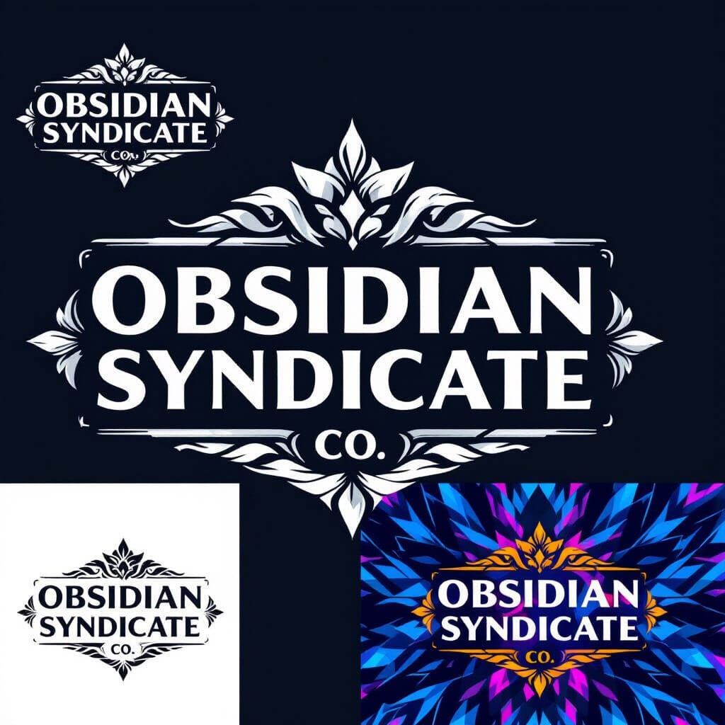 Obsidian Syndicate Co. Logo in Black & White and Vibrant Col...