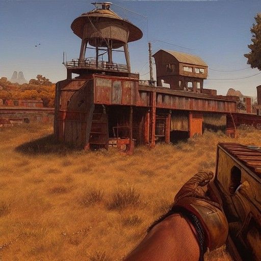 Rust Game Scene as Oil Painting