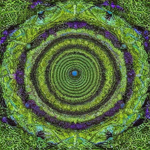 Infinite Golden Ratio Grape Vine Pattern in Escher Style