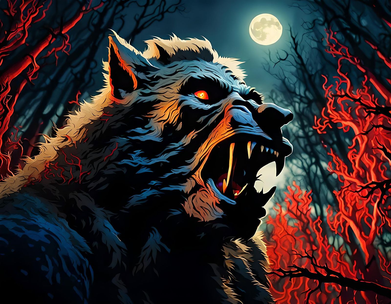 Photorealistic Wolfman Portrait in Film Quality