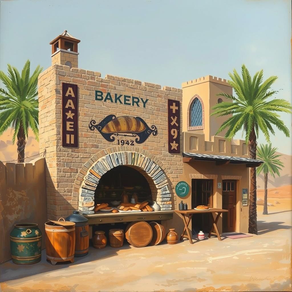 Old-Fashioned Bakery in Saudi Arabia: Oil Painting